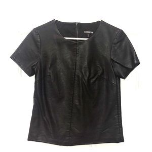 Sexy v-neck pleather top